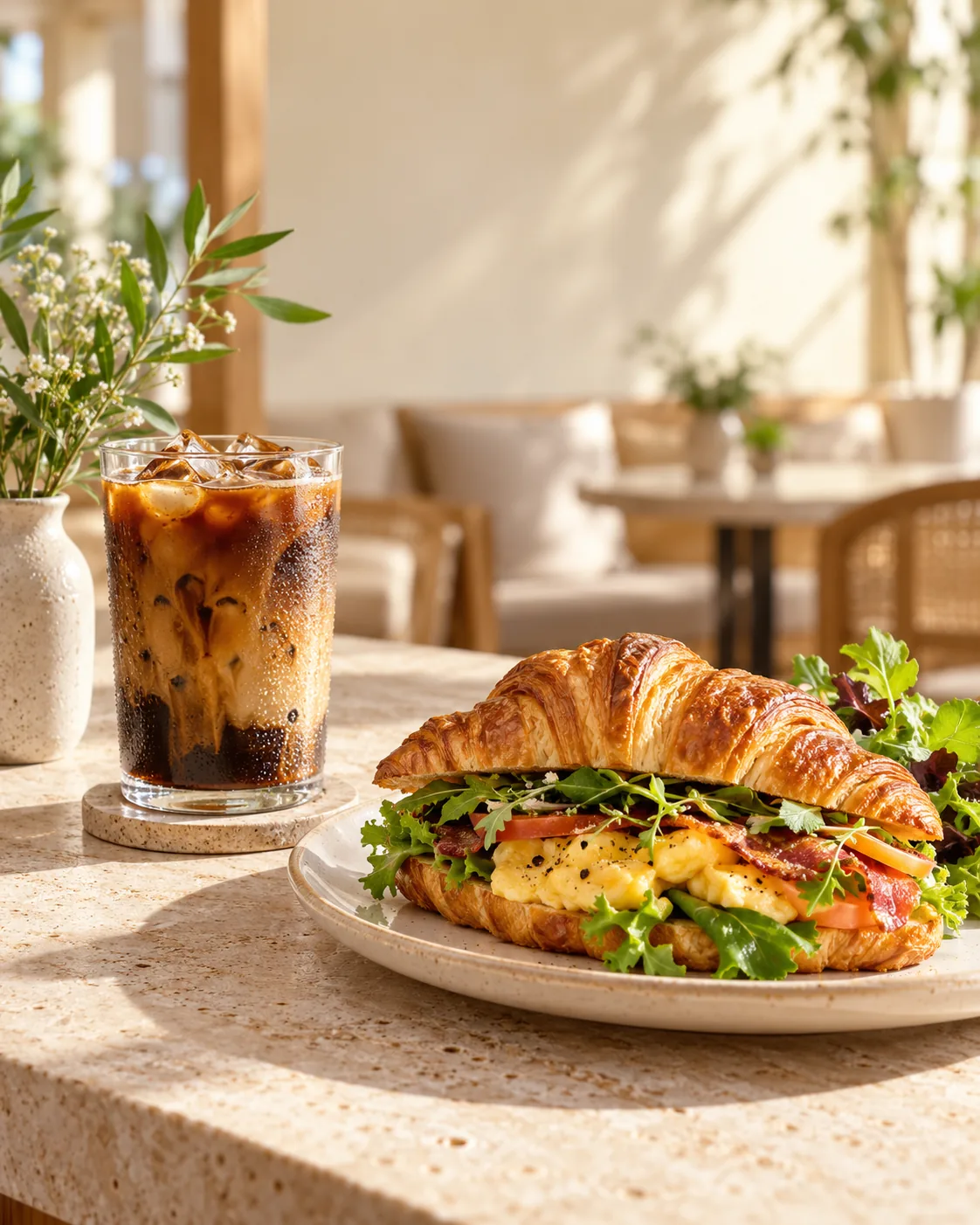 Khung hình brunch và cà phê minh họa mẫu video dọc quảng cáo nhà hàng