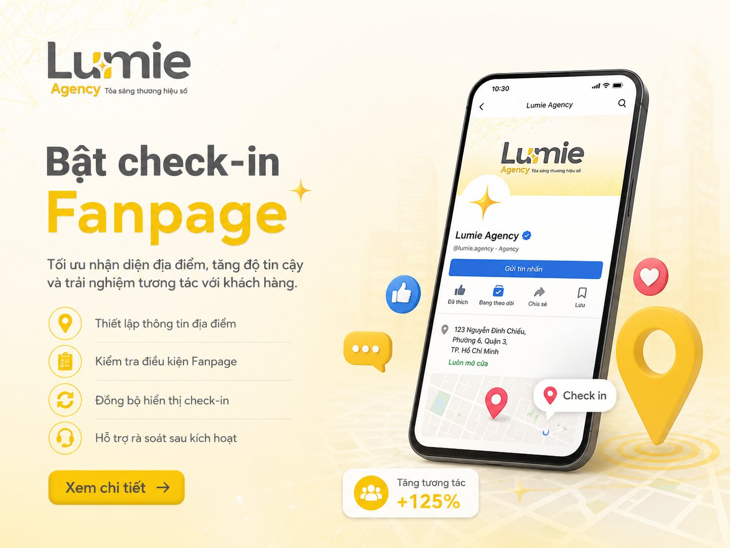 Bật địa điểm check-in cho Fanpage