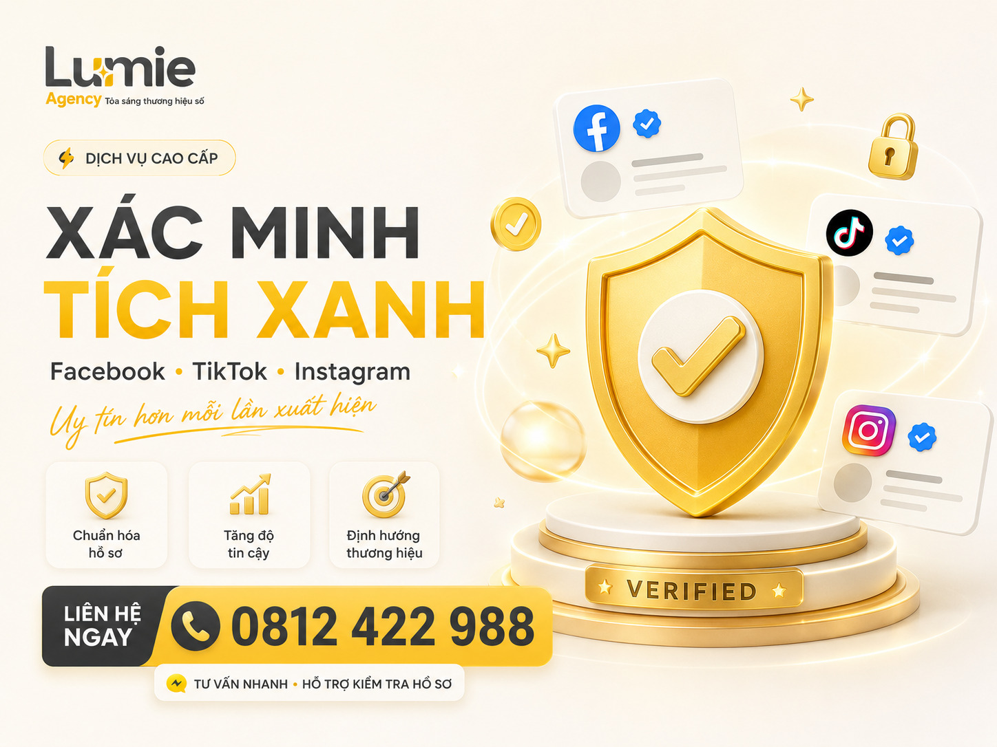Dịch vụ làm tick xanh Facebook TikTok và xác minh thương hiệu Lumie Agency