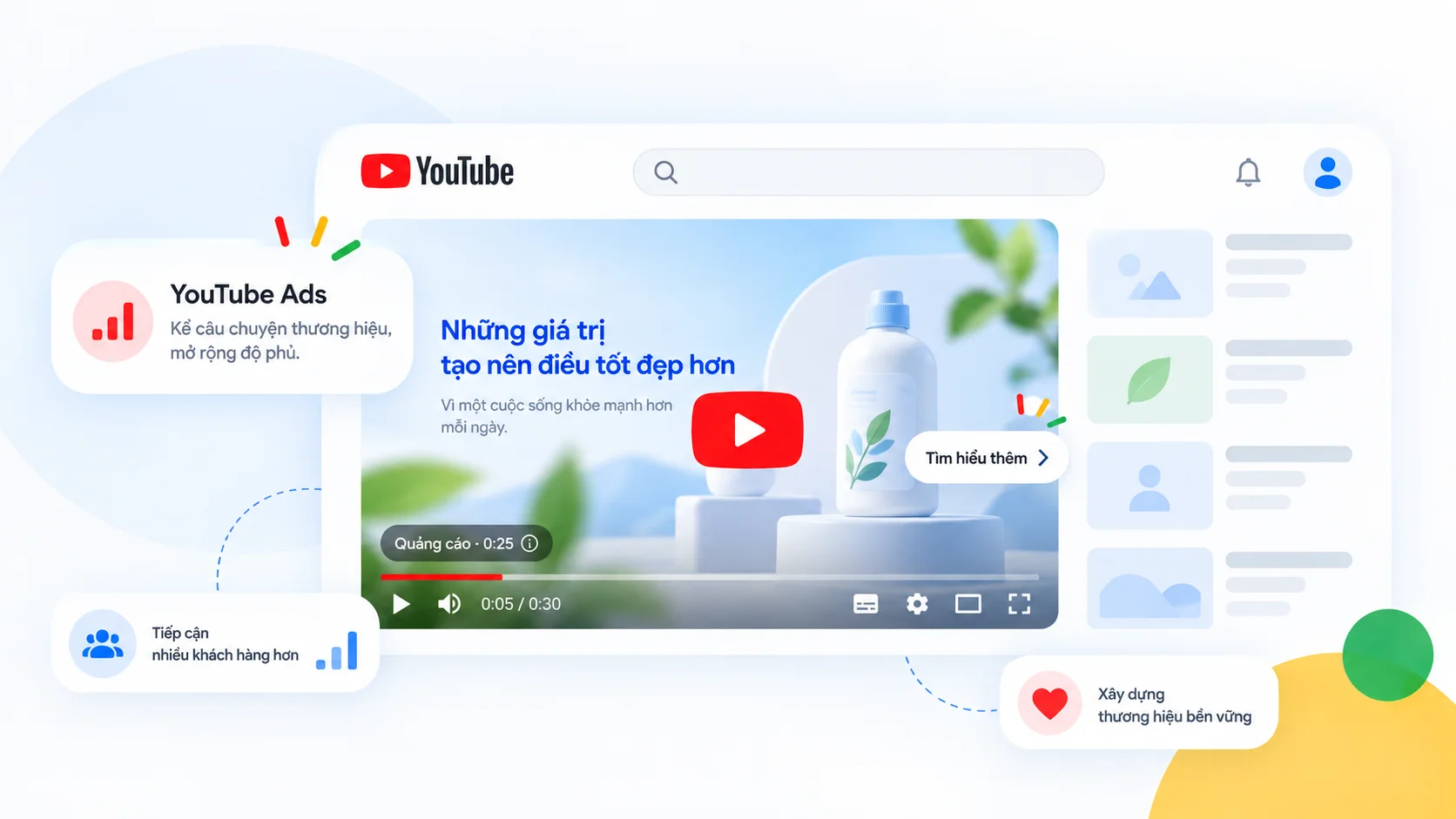 Minh họa quảng cáo video YouTube giúp mở rộng độ phủ và kể câu chuyện thương hiệu