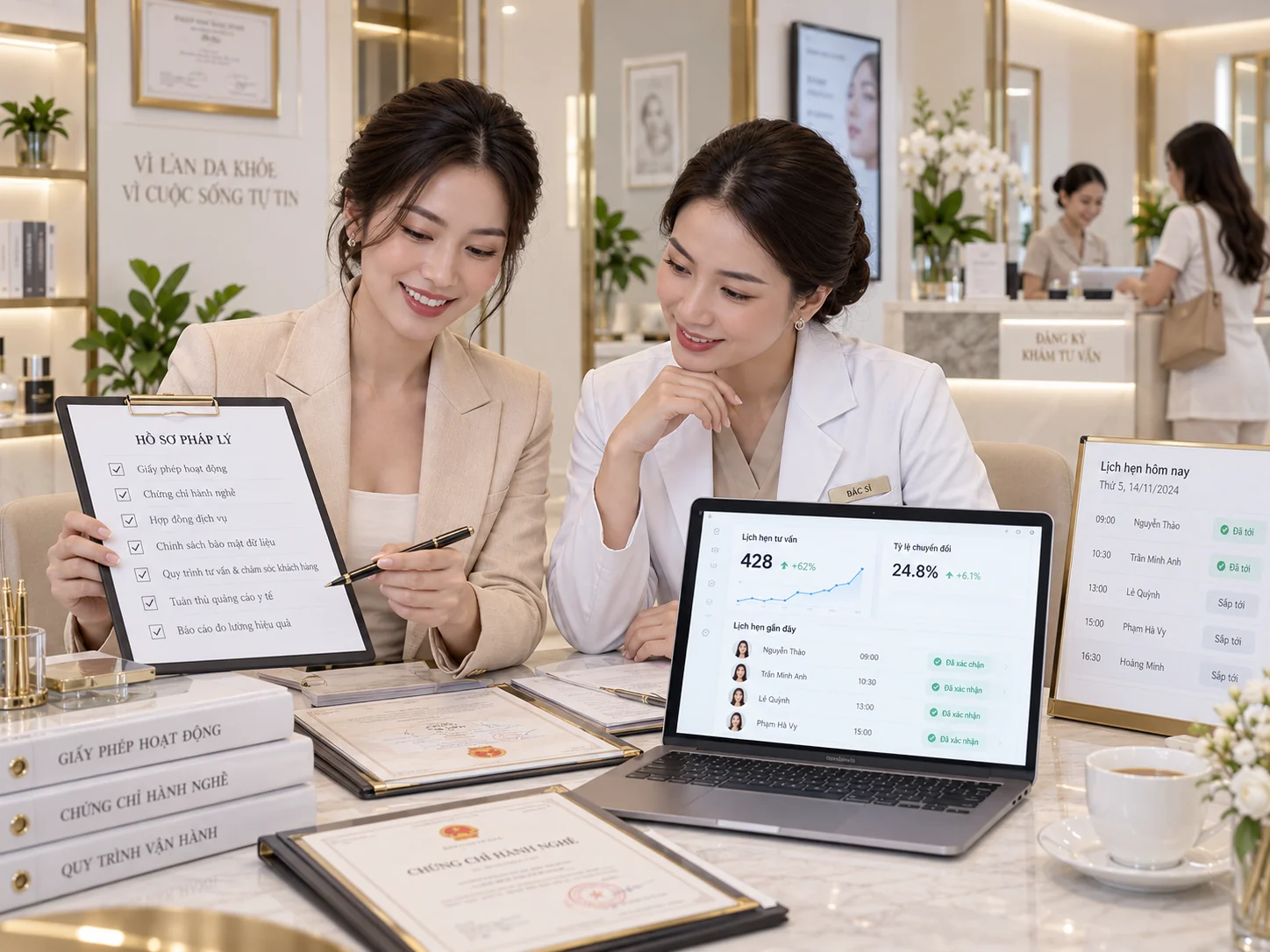 Hồ sơ pháp lý hoạt động và quy trình đối soát lịch hẹn thẩm mỹ