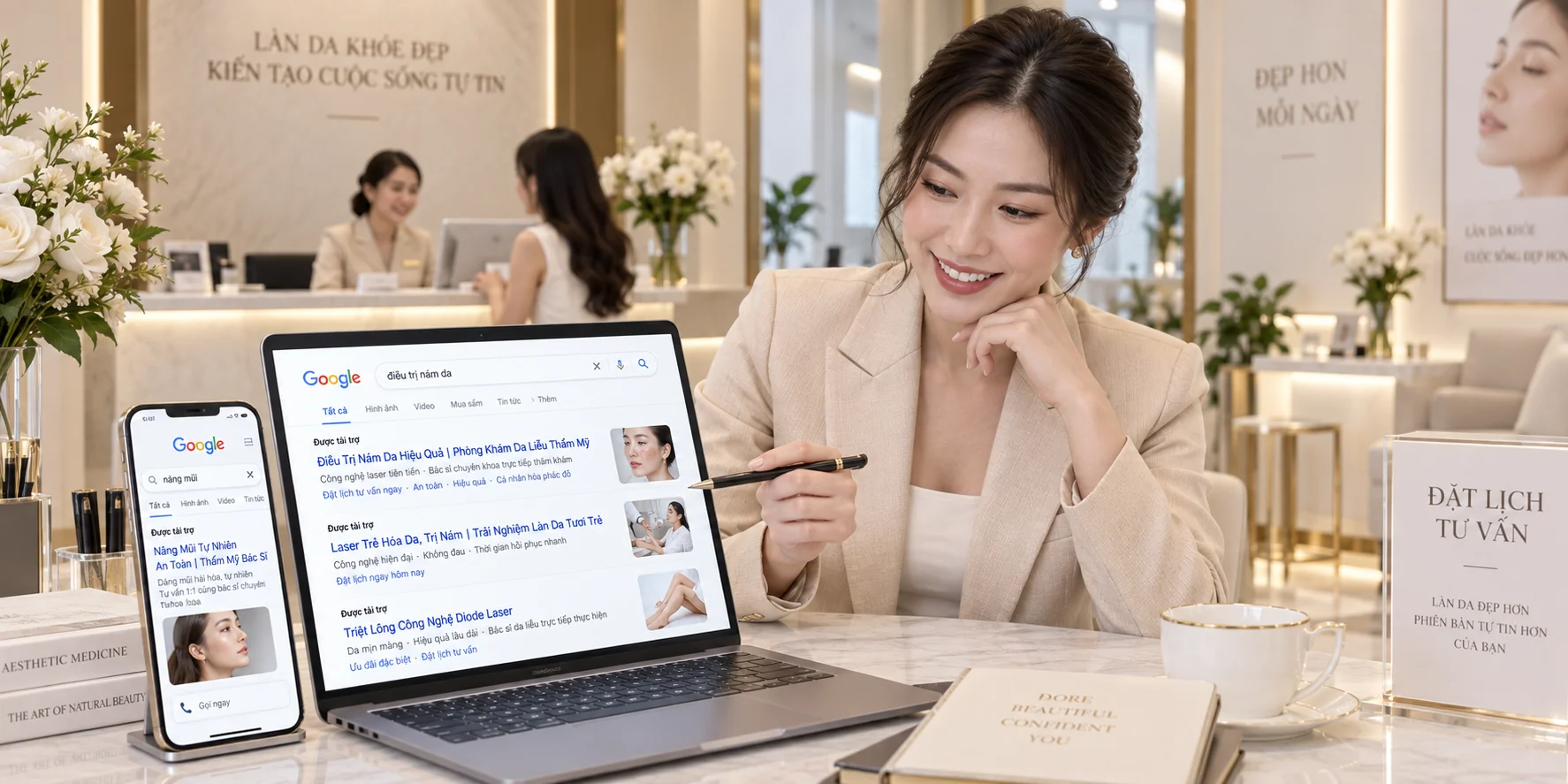 Quảng cáo Google Search và Google Maps cho thẩm mỹ viện và clinic da liễu