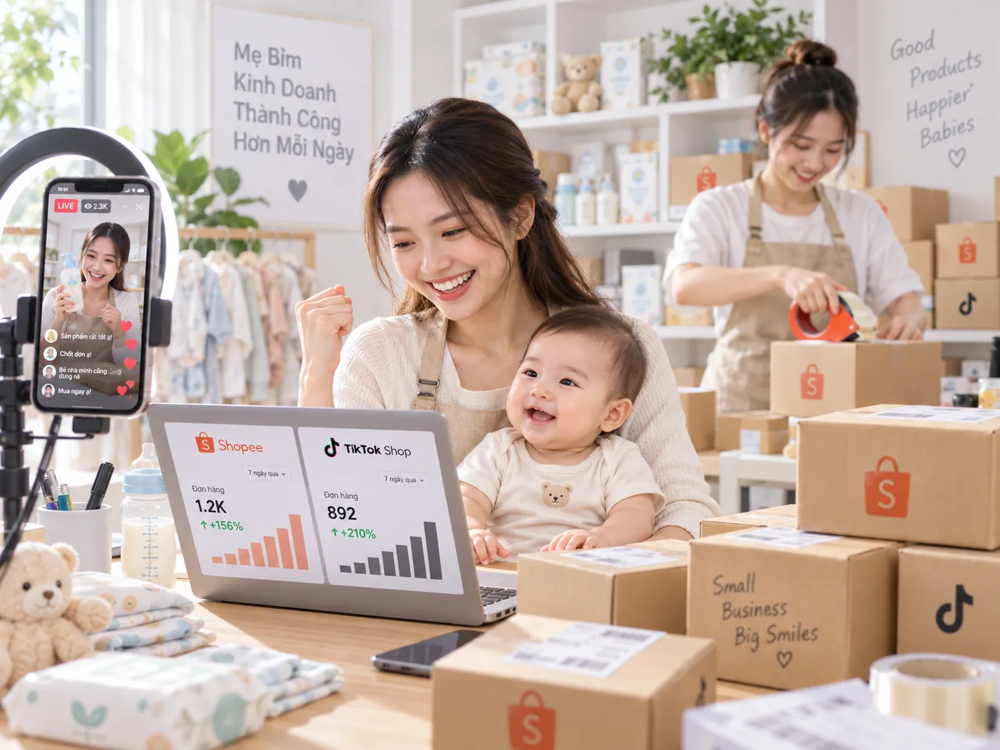 Marketing Mẹ và Bé cho Nhà Bán Hàng Shopee và TikTok Shop