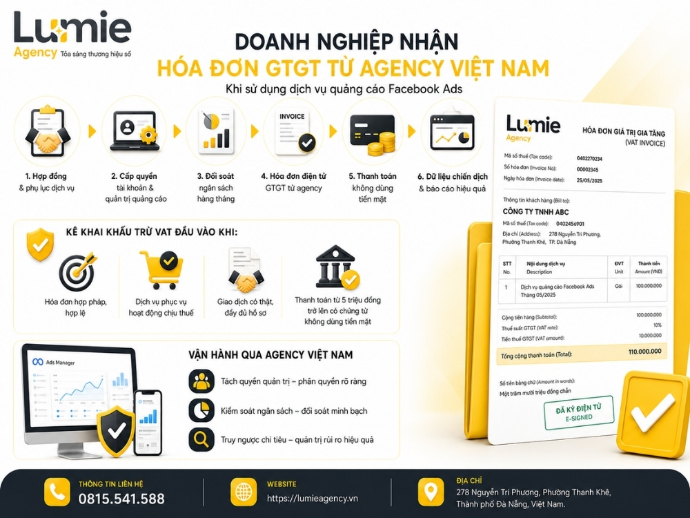Quy trình nhận hóa đơn GTGT khi sử dụng dịch vụ quảng cáo qua agency Việt Nam