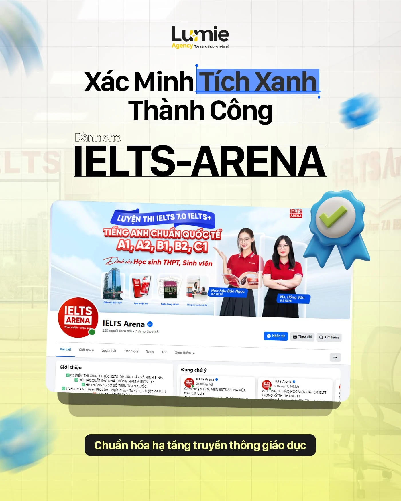Hình ảnh dự án Lumie xác minh tích xanh chính chủ cho IELTS Arena