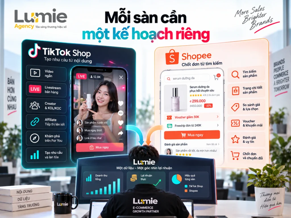 So sánh kế hoạch vận hành TikTok Shop và Shopee