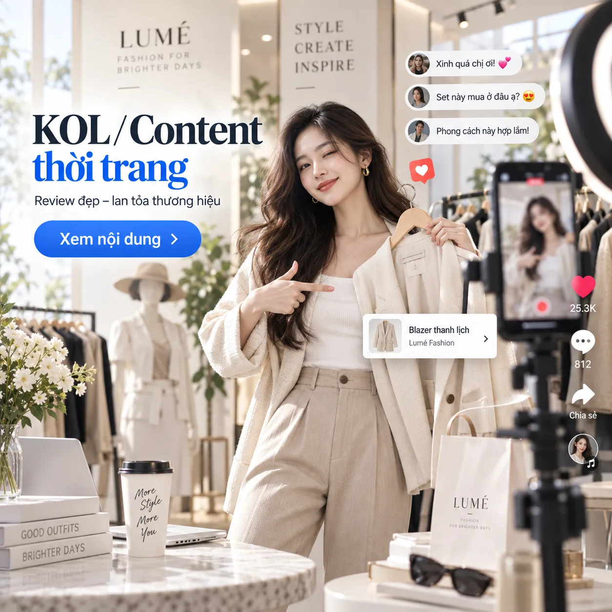 Minh họa KOL và nội dung thời trang