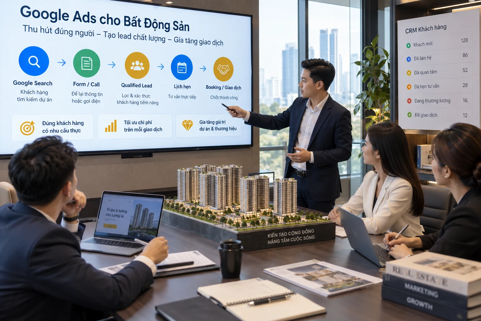 Phễu từ Google Search đến lead lịch hẹn và giao dịch trong CRM
