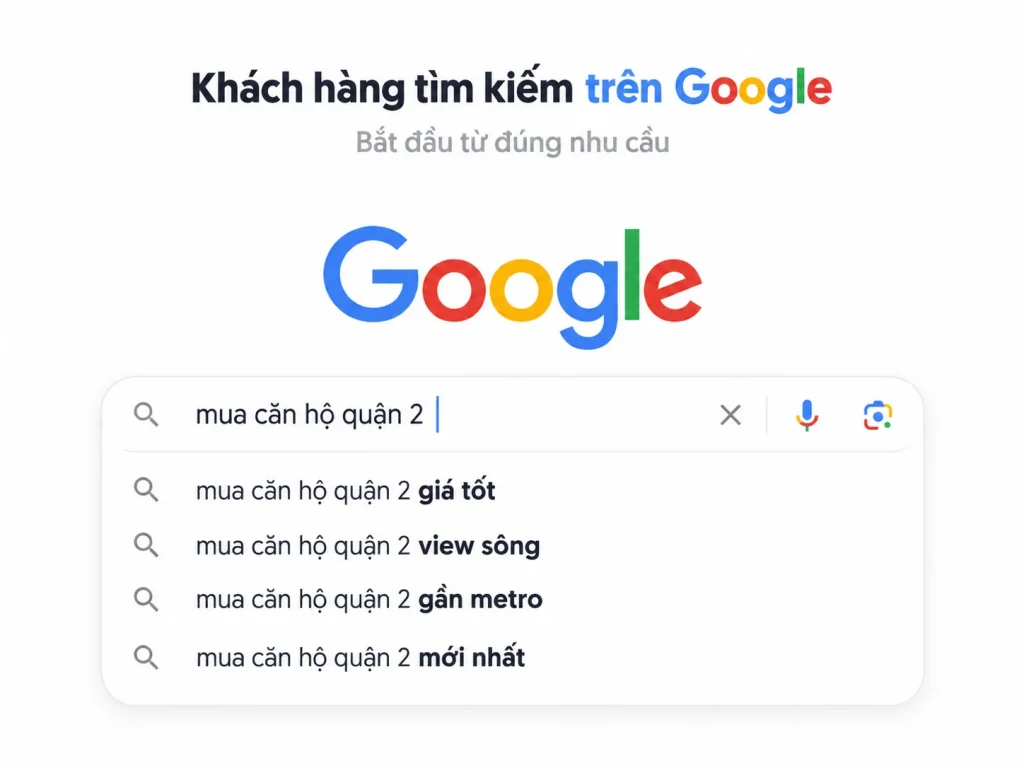 Minh họa truy vấn tìm kiếm căn hộ trên Google