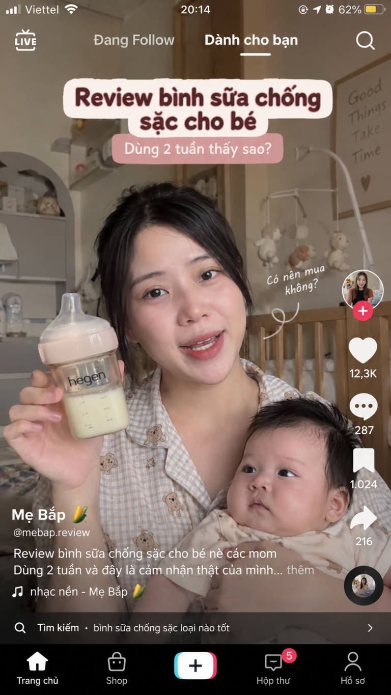 Minh họa video trải nghiệm sản phẩm mẹ và bé