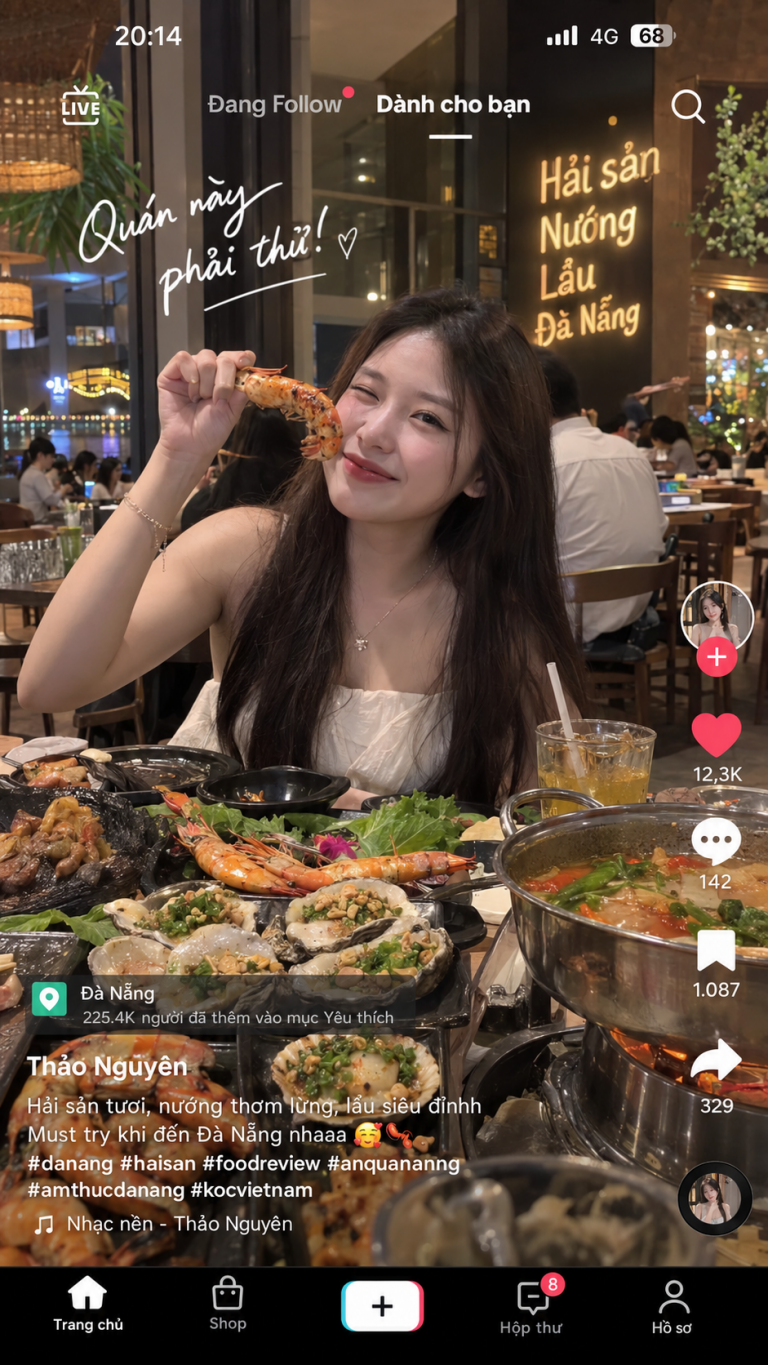 Minh họa video trải nghiệm nhà hàng của KOC ẩm thực
