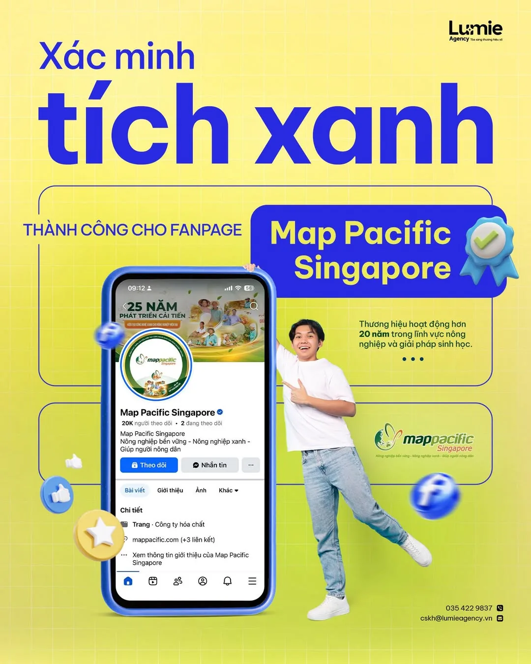 Case Lumie xác minh tích xanh Fanpage Map Pacific Singapore