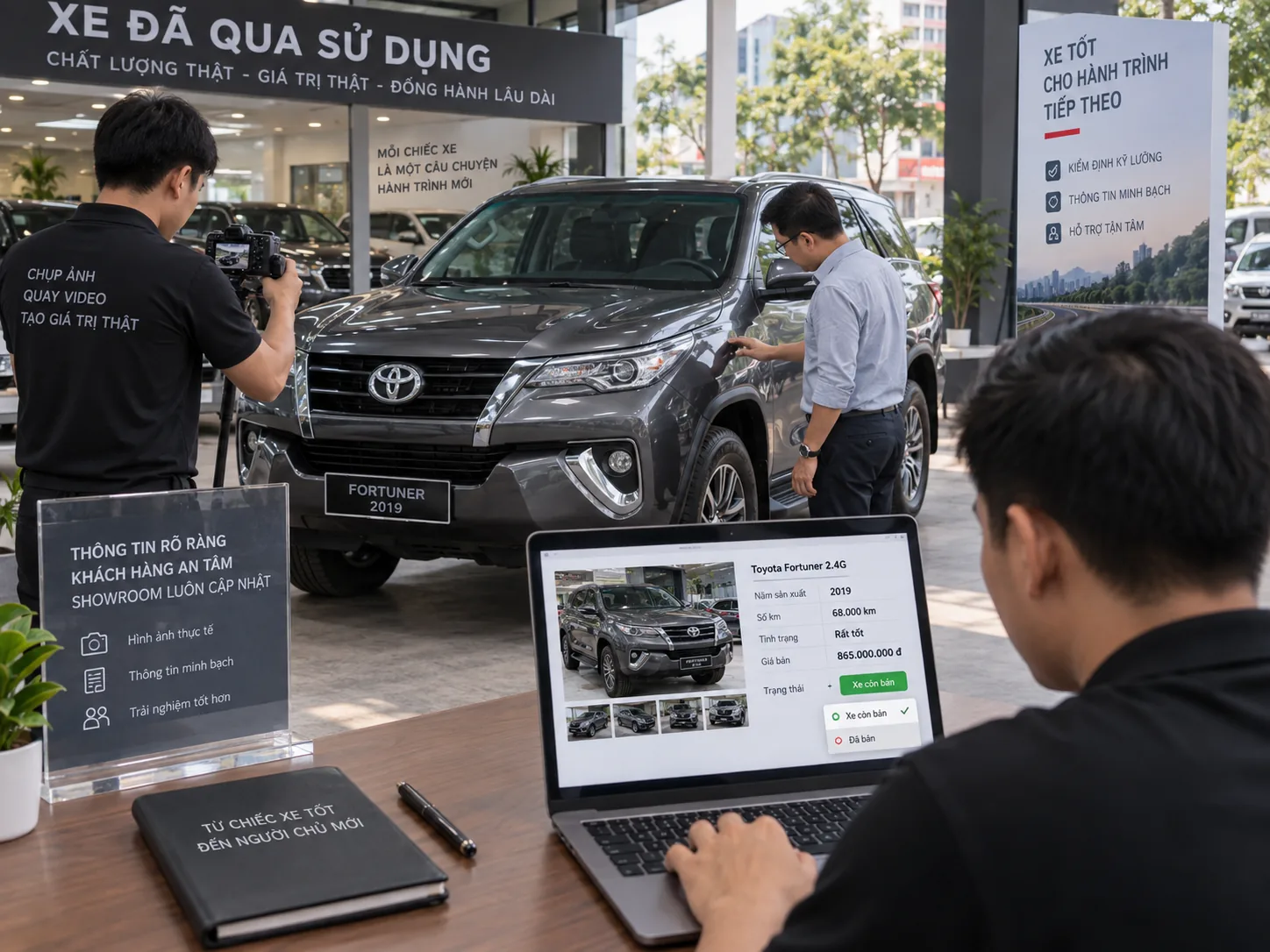 Sản xuất nội dung và cập nhật tồn kho cho showroom xe cũ