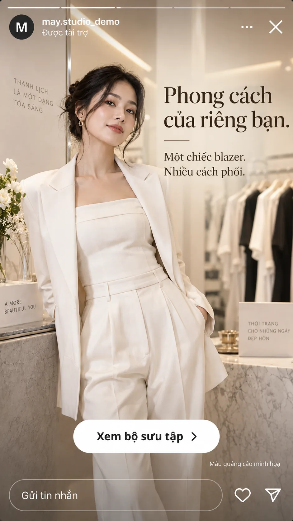 Mẫu minh họa quảng cáo thời trang dạng Instagram Story
