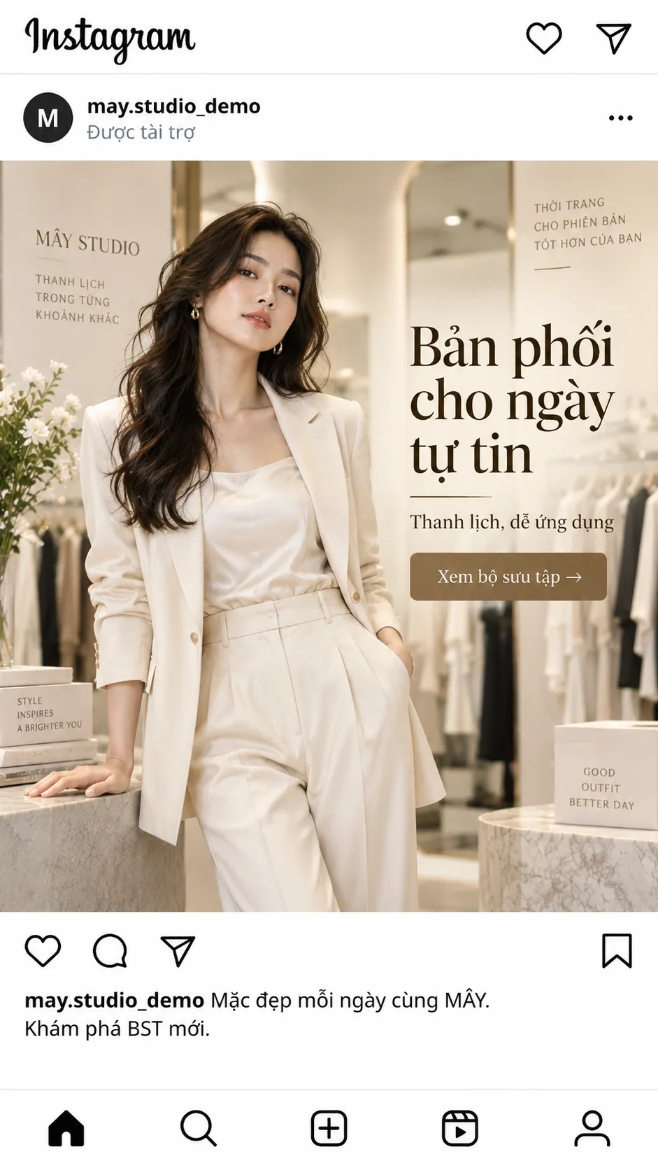 Mẫu minh họa quảng cáo thời trang trên Instagram
