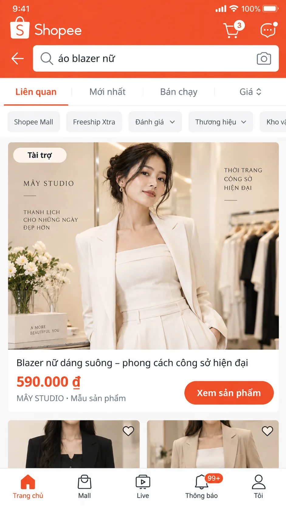 Mẫu minh họa quảng cáo sản phẩm thời trang trên Shopee
