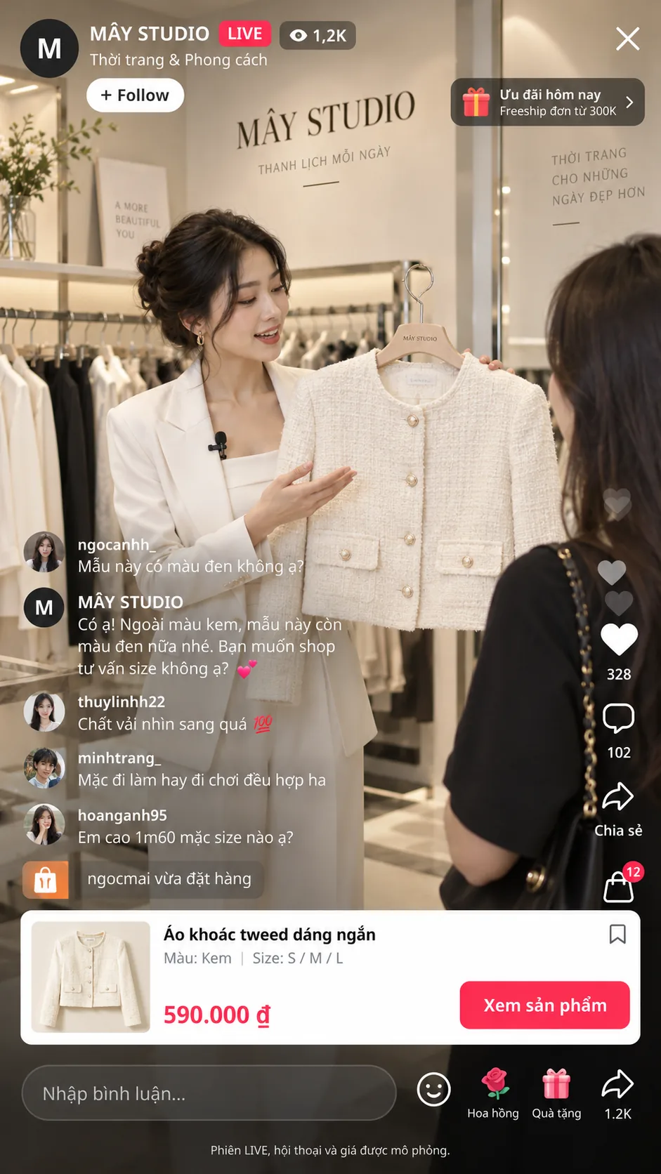 Mẫu minh họa TikTok LIVE cho thương hiệu thời trang