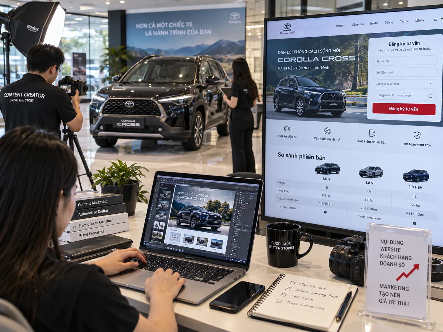 Đội ngũ sản xuất nội dung và tối ưu website cho showroom ô tô