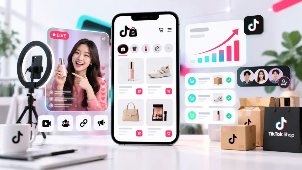 Vận hành TikTok Shop với nội dung, livestream, sản phẩm, đơn hàng và dữ liệu tăng trưởng
