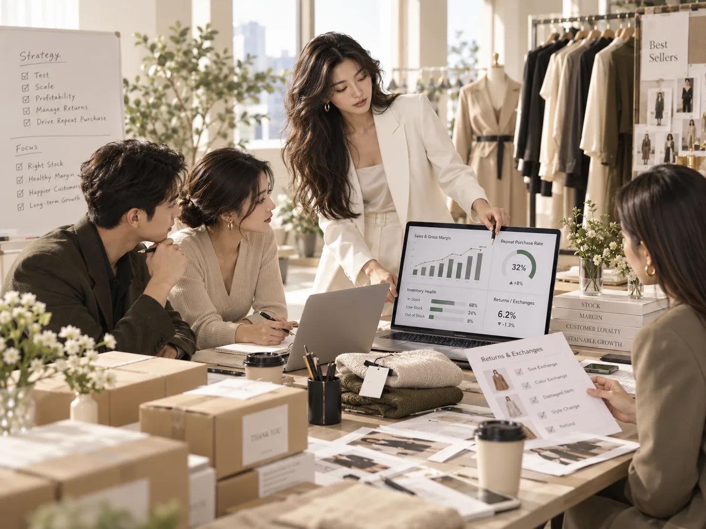 Minh họa đối soát lợi nhuận, tồn kho và hoàn đổi ngành thời trang