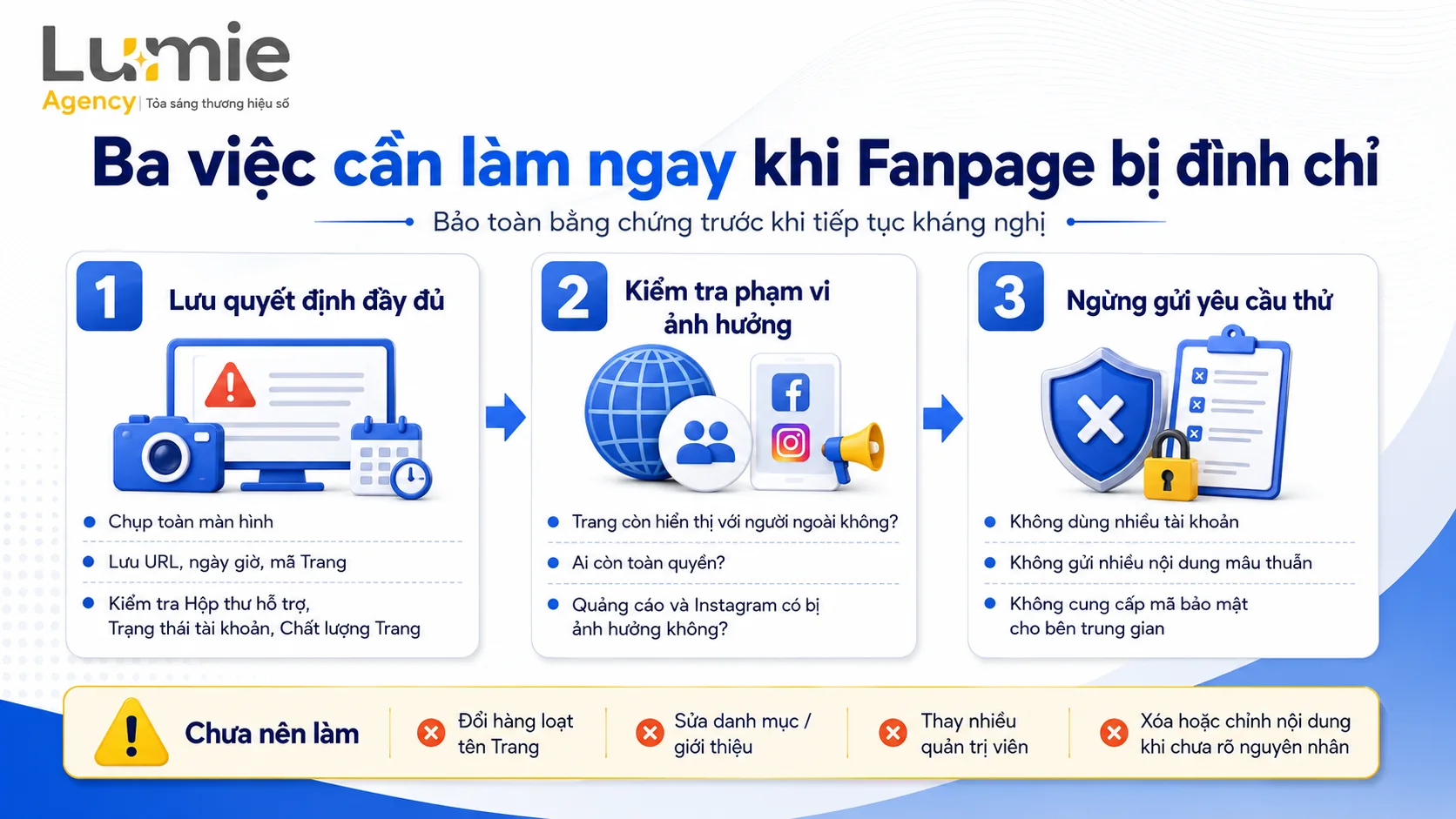 Ba việc cần làm ngay khi Fanpage bị đình chỉ
