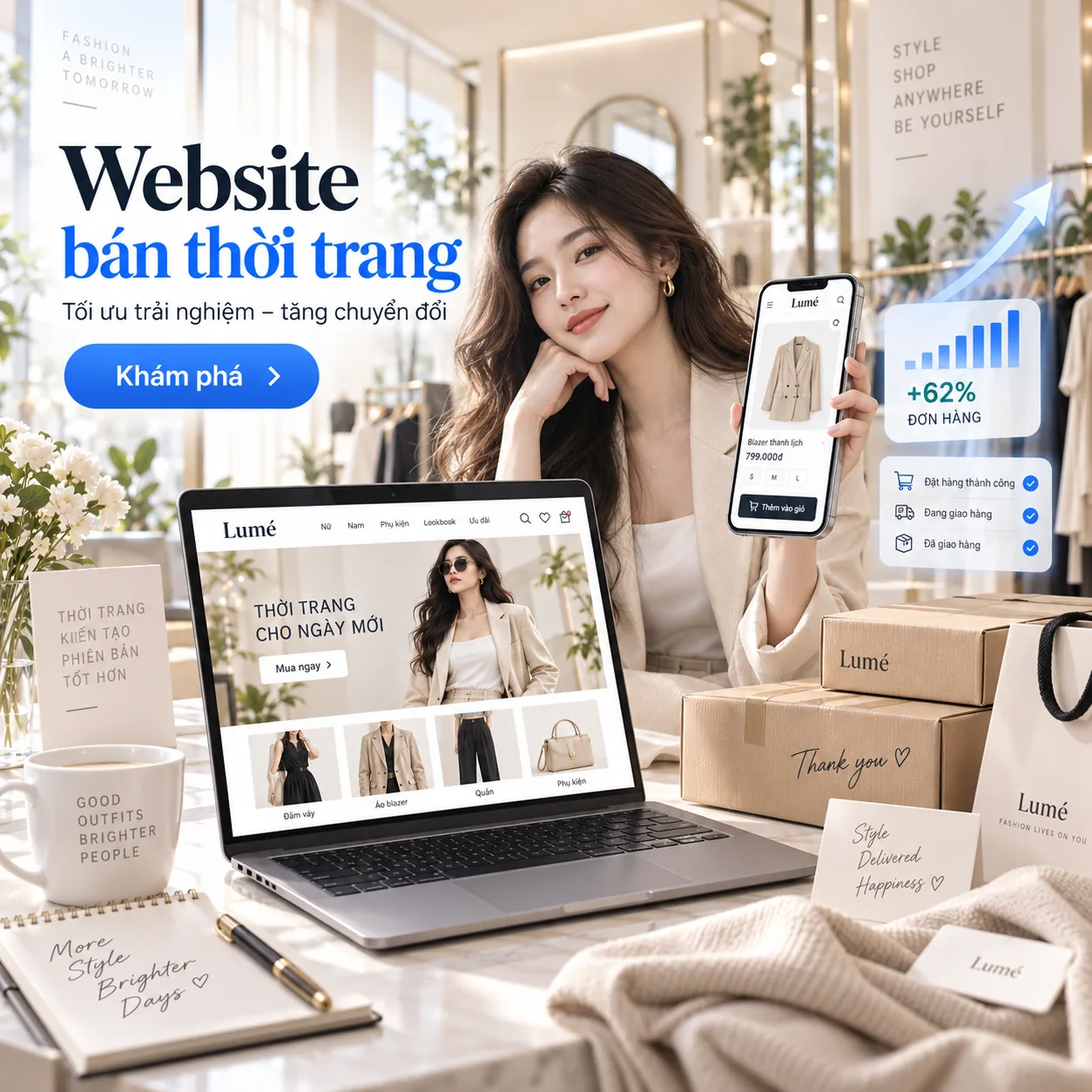 Minh họa website bán hàng thời trang trực tuyến