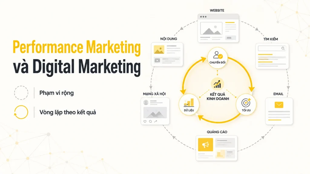 Performance Marketing và Digital Marketing trong cùng một hệ thống