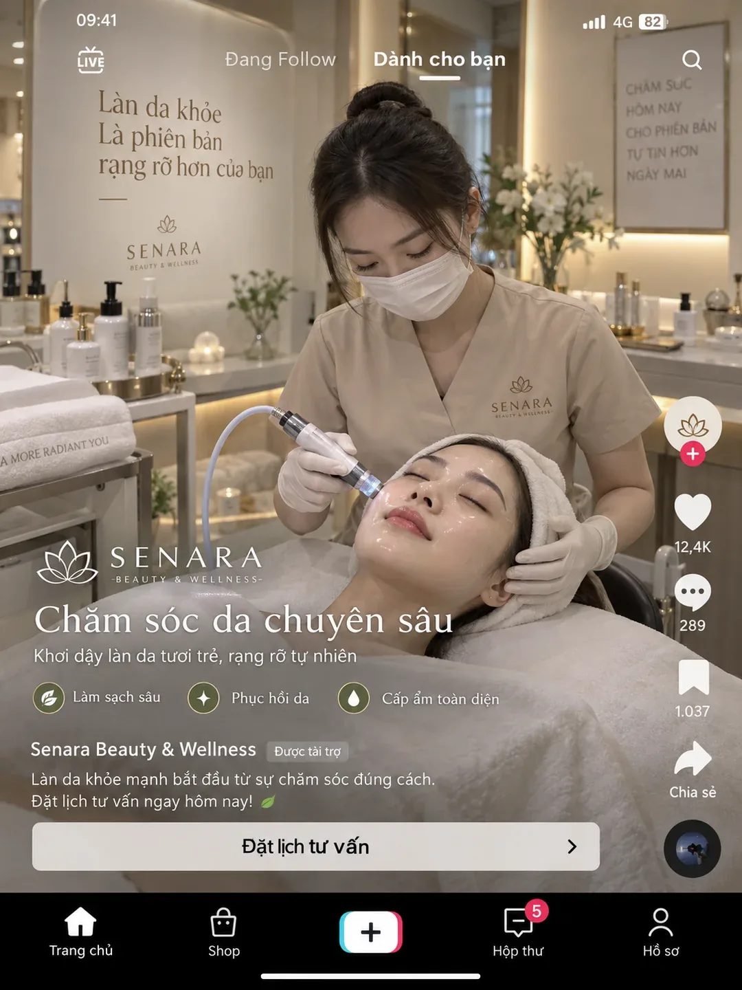 Mẫu quảng cáo video ngắn TikTok In-Feed Ads ngành spa làm đẹp