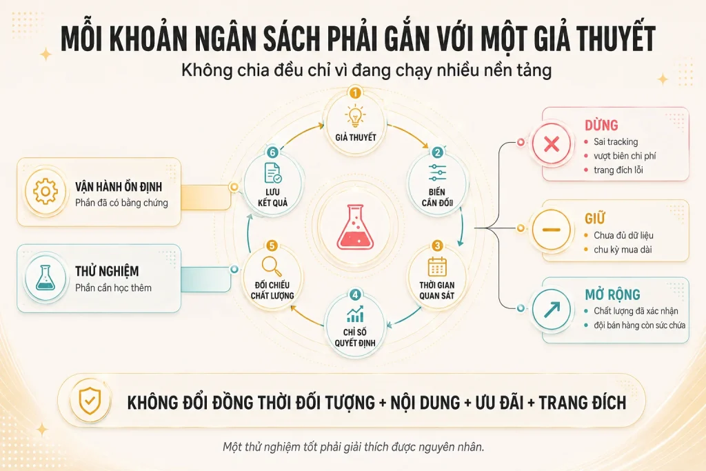 Sơ đồ tách ngân sách vận hành ổn định và thử nghiệm, vòng kiểm tra giả thuyết cùng điều kiện dừng giữ và mở rộng