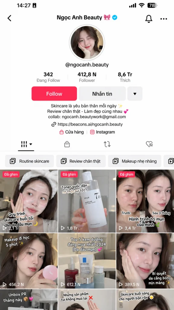 Minh họa hồ sơ và thư viện nội dung của KOC mỹ phẩm