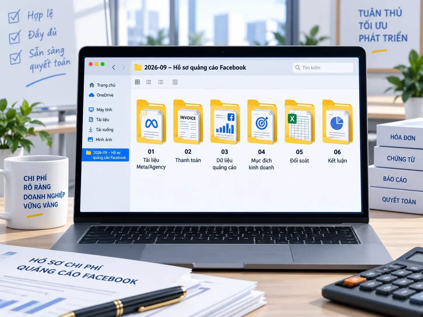 Cấu trúc sáu thư mục lưu hồ sơ quảng cáo Facebook theo tháng