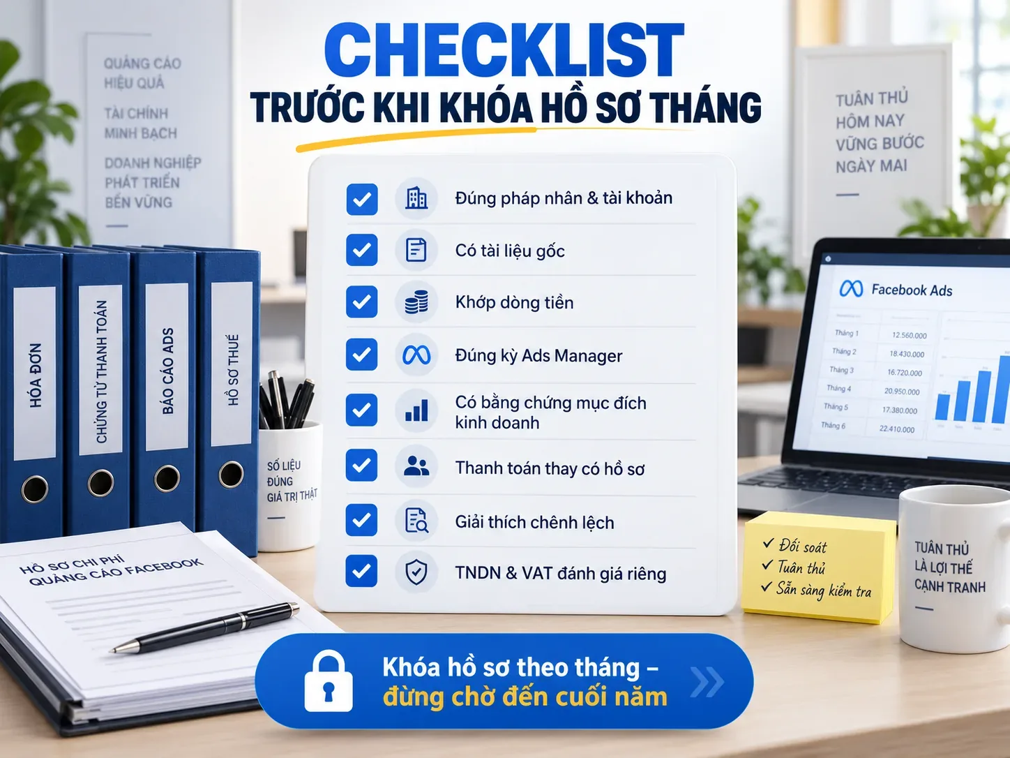 Checklist kiểm tra trước khi khóa hồ sơ chi phí quảng cáo Facebook theo tháng