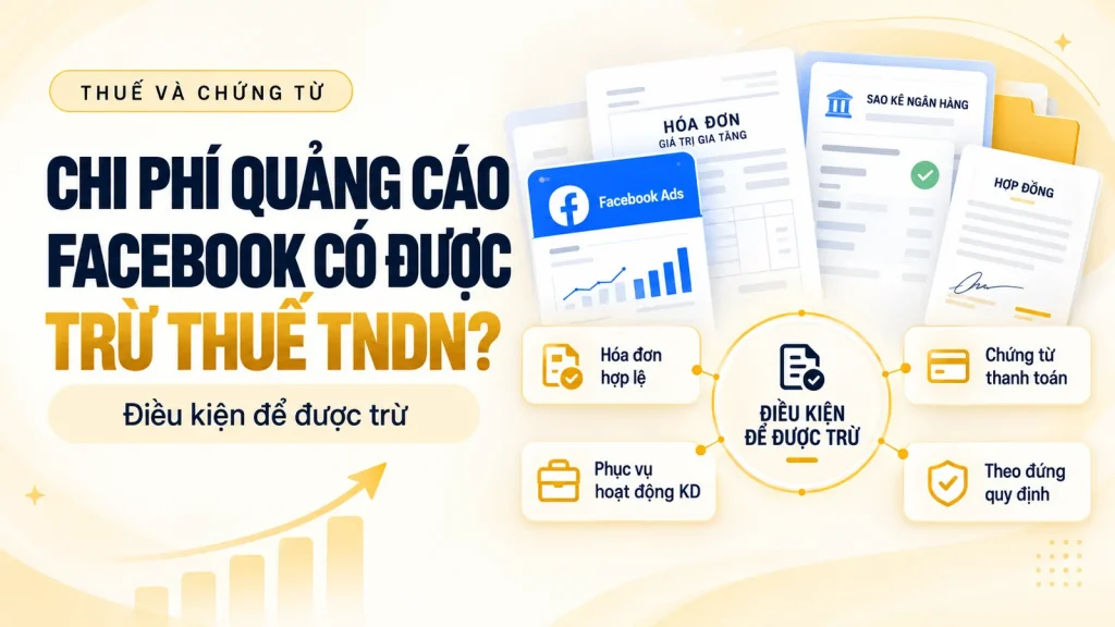 Infographic điều kiện để chi phí quảng cáo Facebook được trừ khi tính thuế TNDN