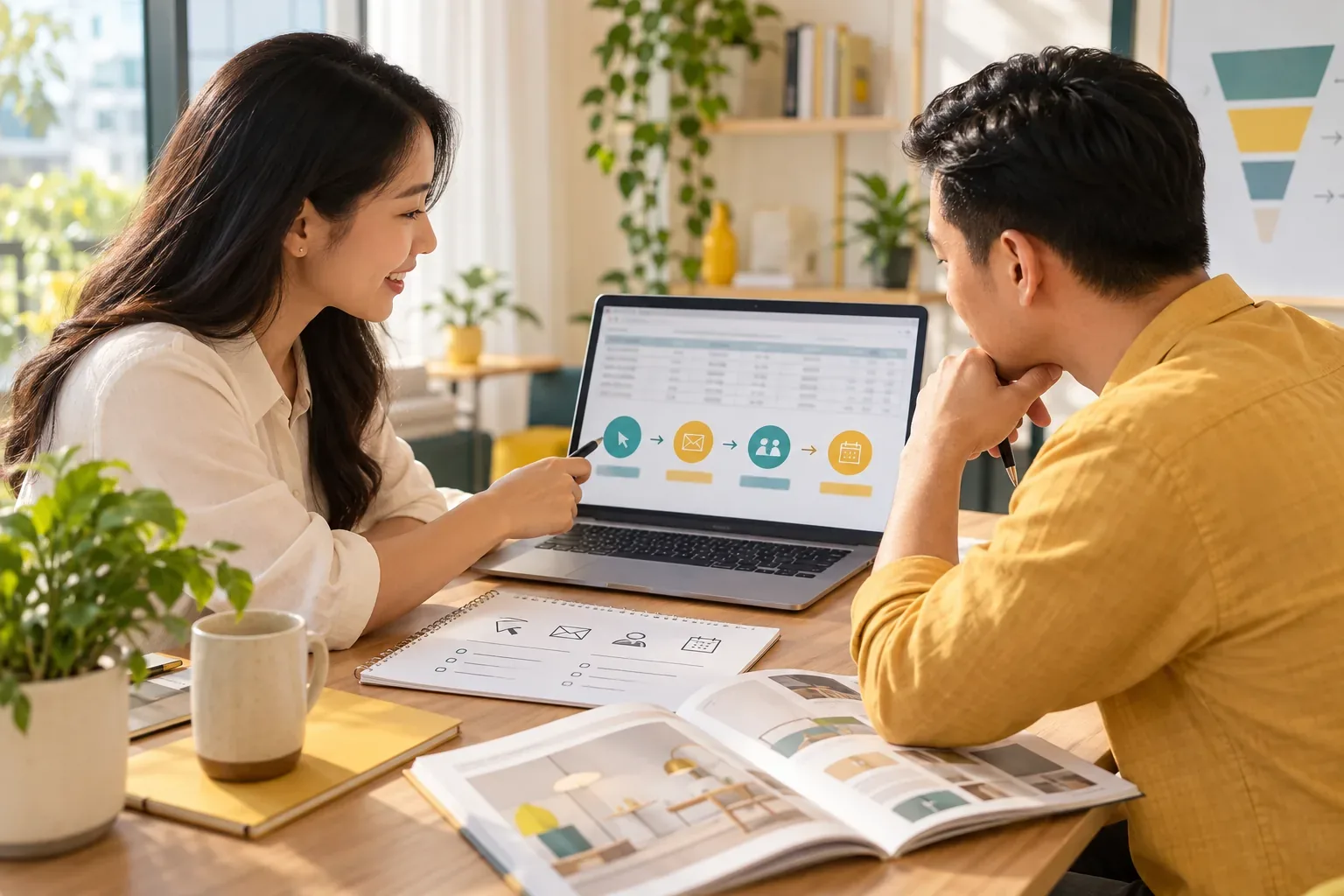 Nhân sự agency và bán hàng đối chiếu yêu cầu từ quảng cáo với kết quả tiếp nhận