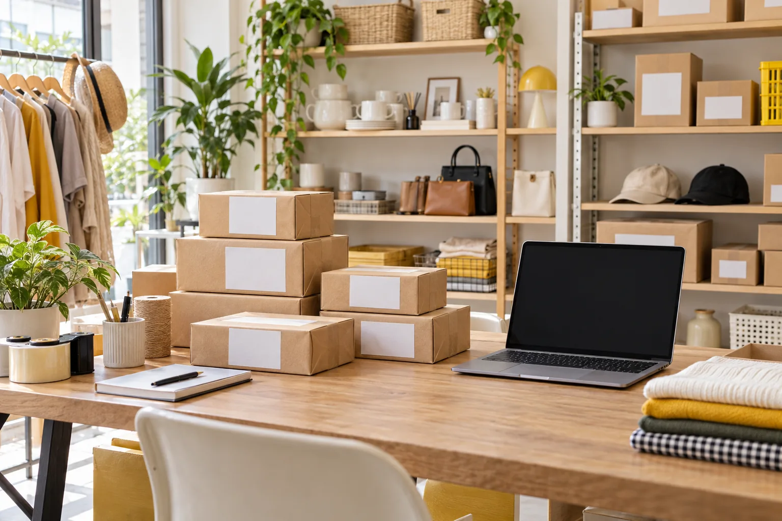 Các gói hàng trực tuyến đang được xử lý tại cửa hàng bán lẻ