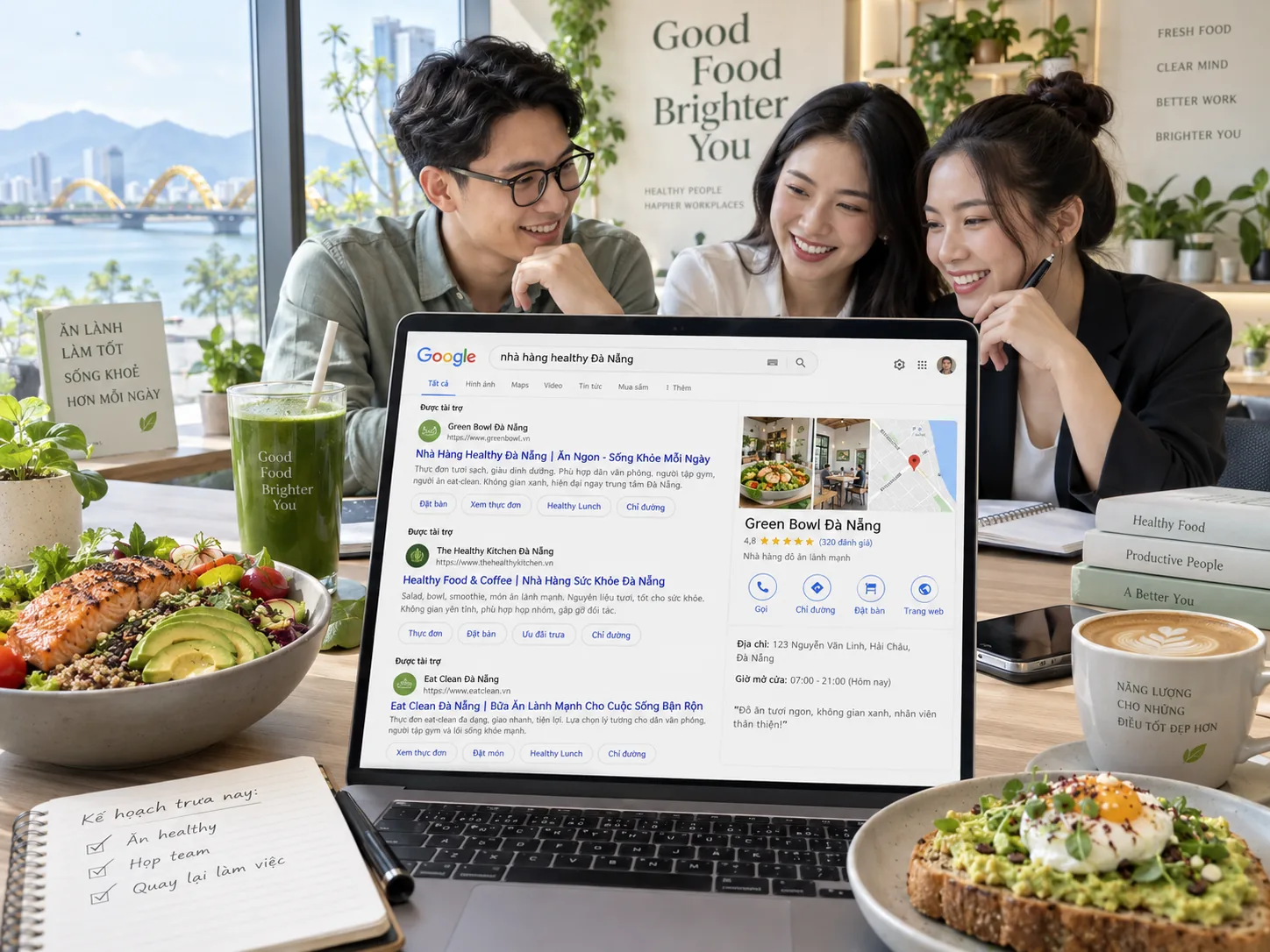 Khách tìm kiếm nhà hàng healthy tại Đà Nẵng trên Google