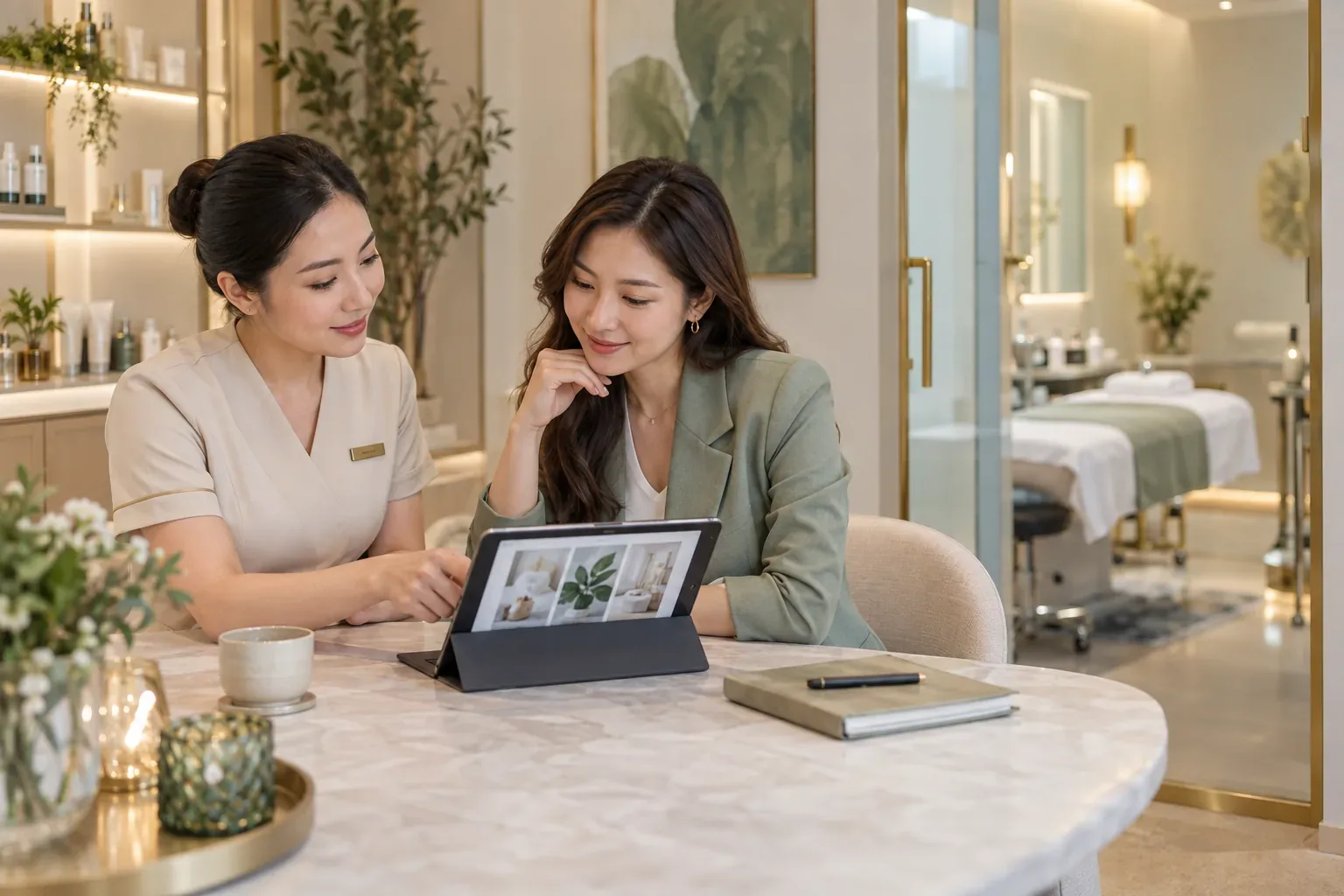 Tư vấn xây nội dung và chiến dịch marketing cho cơ sở spa tại phòng tiếp khách