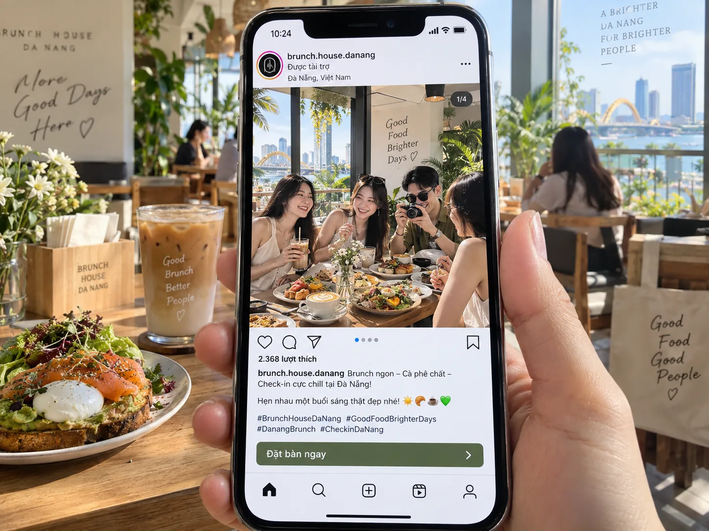 Bài đăng Instagram giới thiệu trải nghiệm brunch tại Đà Nẵng