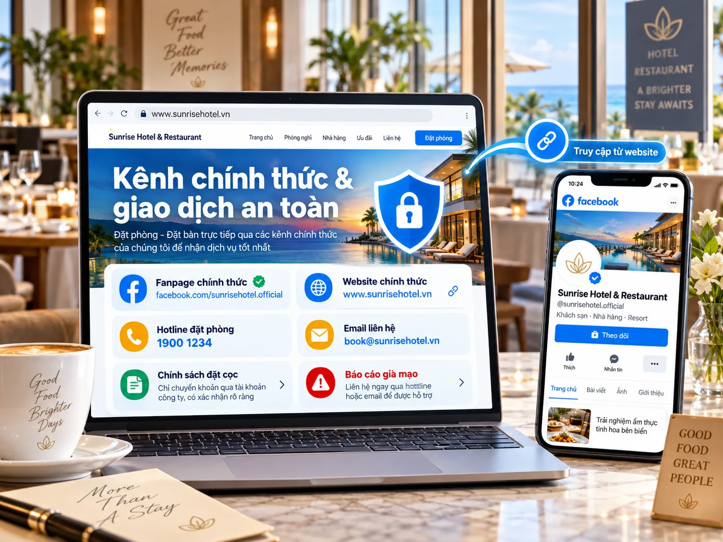 Kênh chính thức và quy trình giao dịch an toàn của nhà hàng, khách sạn