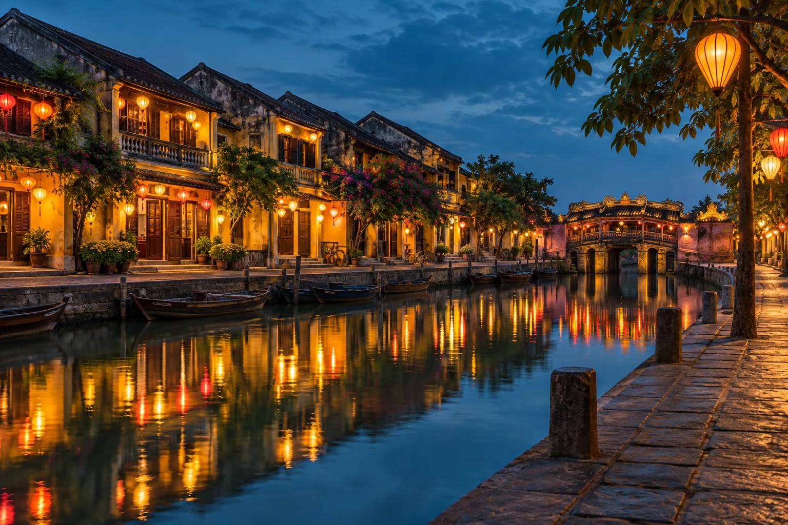 Phố cổ Hội An và dòng sông lúc lên đèn