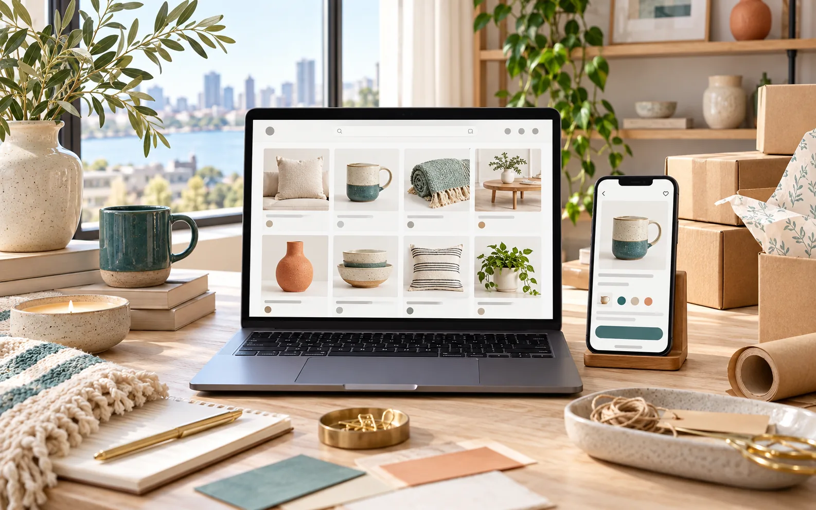 Mô phỏng danh mục sản phẩm bán lẻ trên máy tính và điện thoại