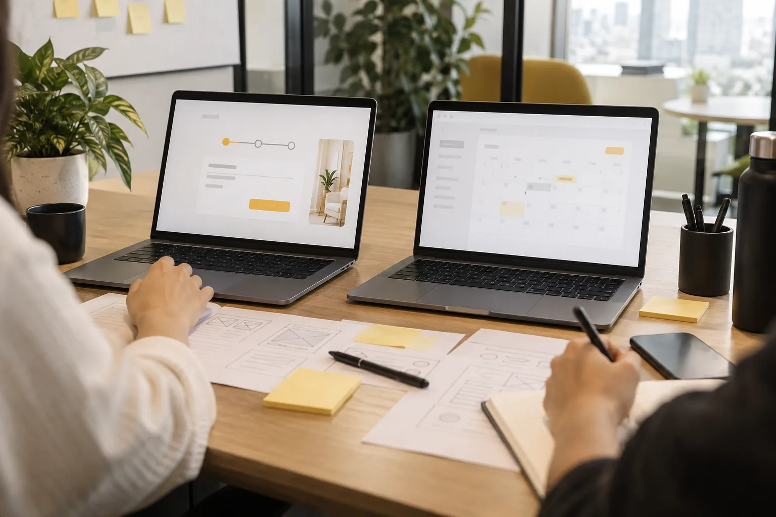 Hai hướng trải nghiệm SaaS gồm đăng ký trực tuyến và đặt lịch demo được minh họa trên màn hình