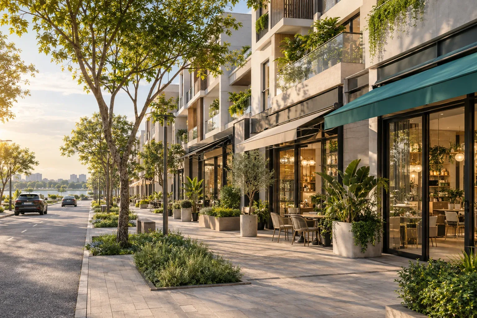 Dãy shophouse đô thị minh họa trang đích từ quảng cáo tìm kiếm bất động sản