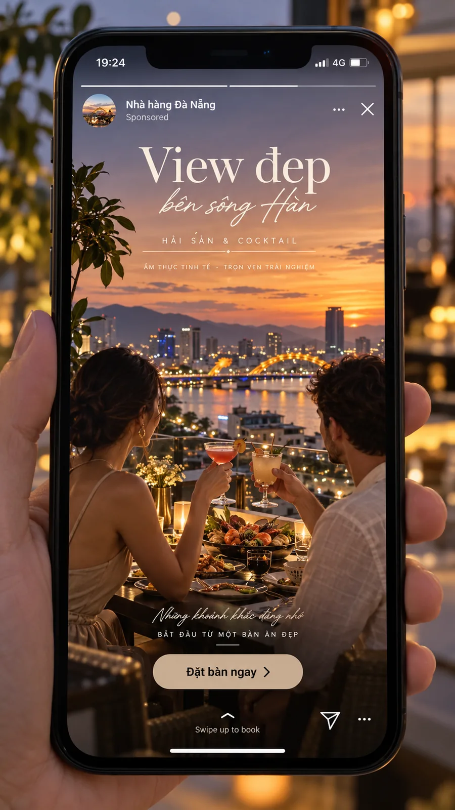 Quảng cáo Story kêu gọi đặt bàn nhà hàng tại Đà Nẵng