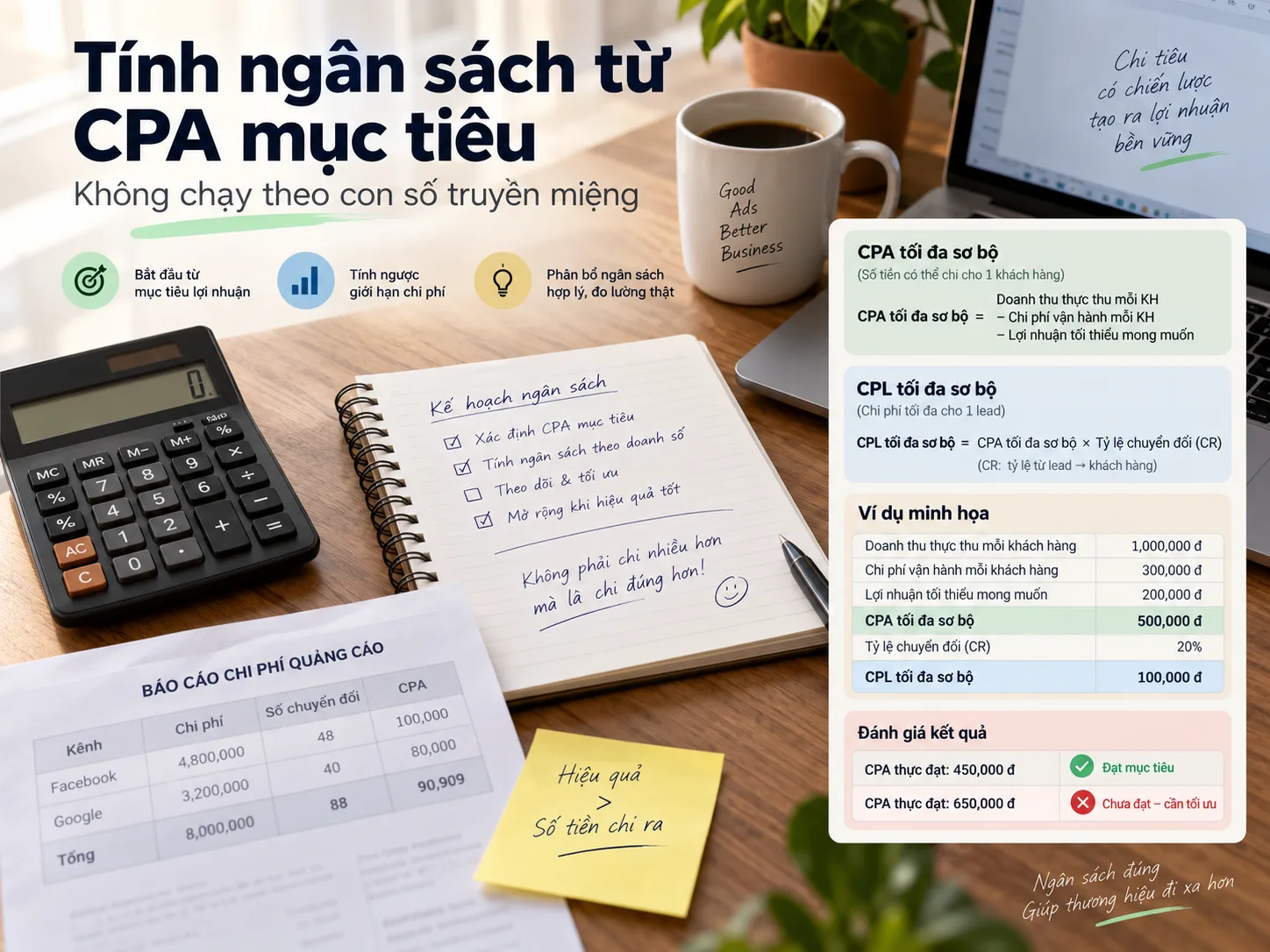 Công thức tính ngân sách quảng cáo từ CPA và CPL mục tiêu
