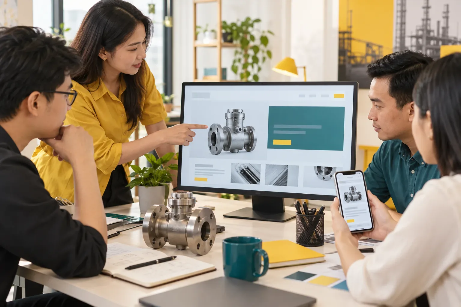 Đội dự án rà trang sản phẩm B2B trên máy tính và điện thoại
