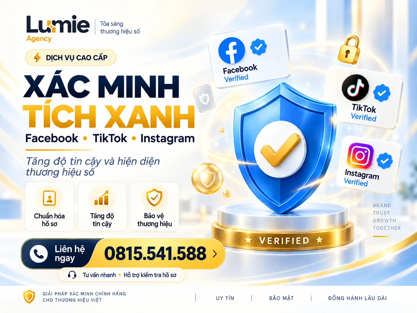 Dịch vụ xác minh tích xanh Facebook, TikTok và Instagram của Lumie Agency