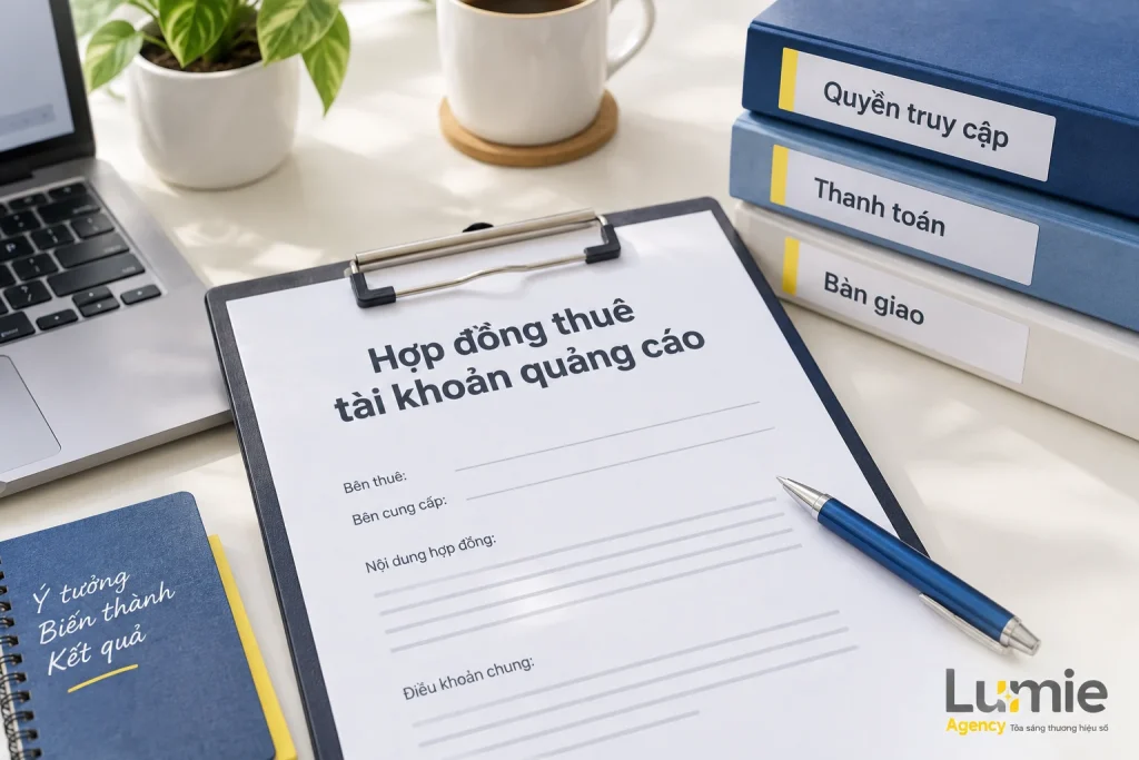 Mẫu hợp đồng thuê tài khoản quảng cáo: quyền, VAT, số dư và bàn giao