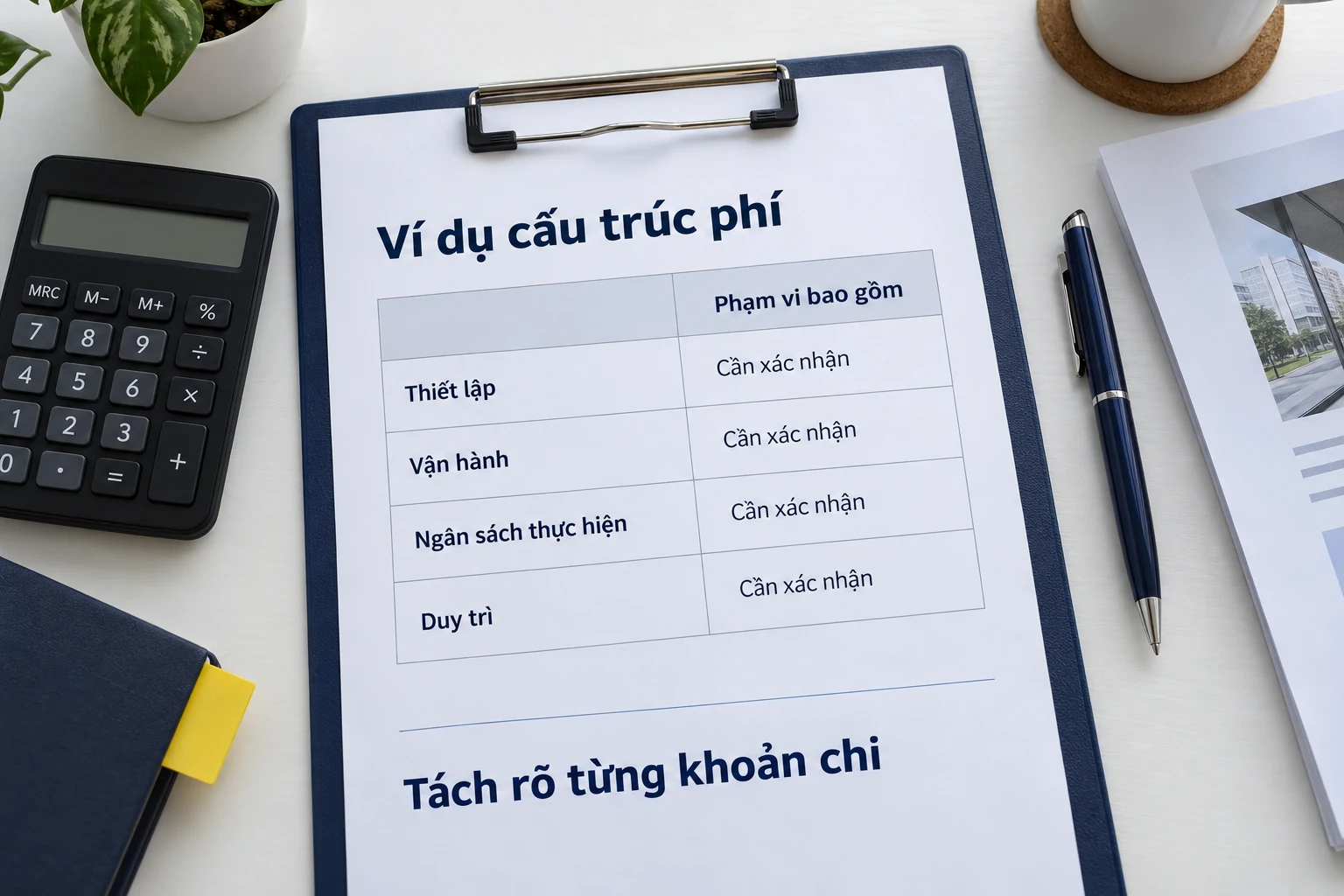 Phiếu chi phí mẫu tách thiết lập, vận hành, ngân sách thực hiện và duy trì