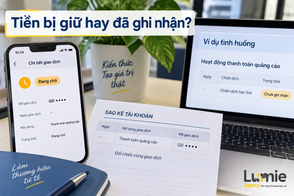 Tài khoản quảng cáo Facebook bị hold tiền: phân biệt tạm giữ, dư nợ và giao dịch lỗi
